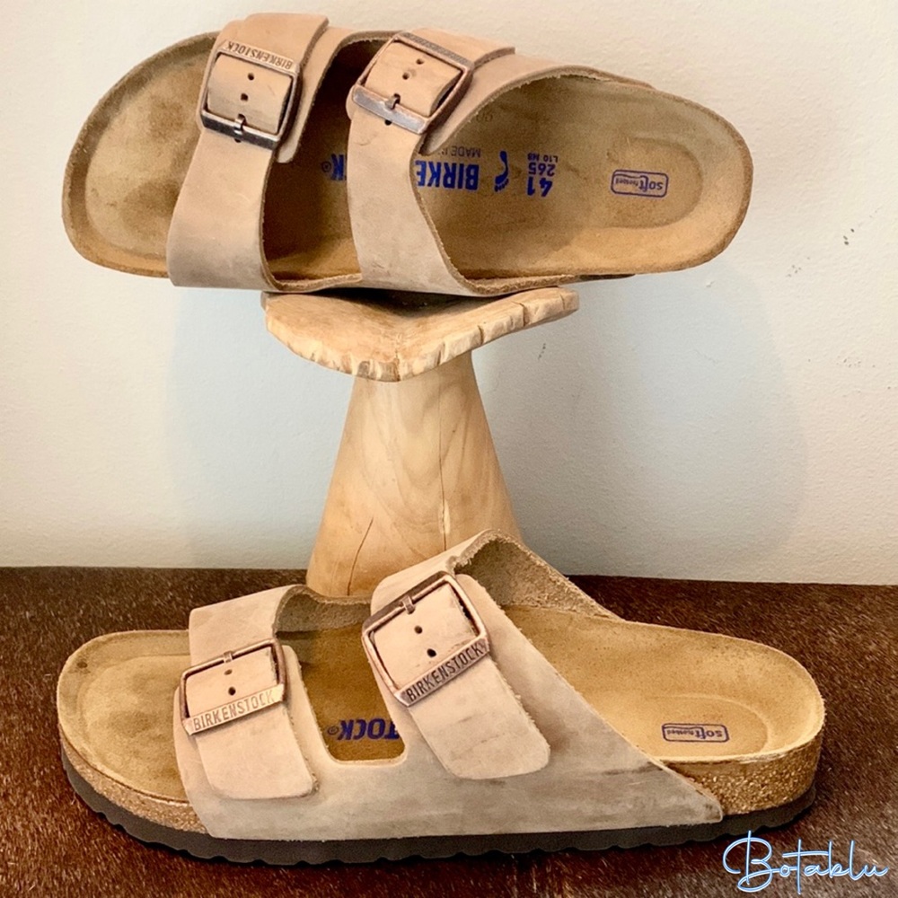 BIRKENSTOCK Near-New Arizona Oiled Leather Tan Sandals Size 41 - Picture 7 of 9